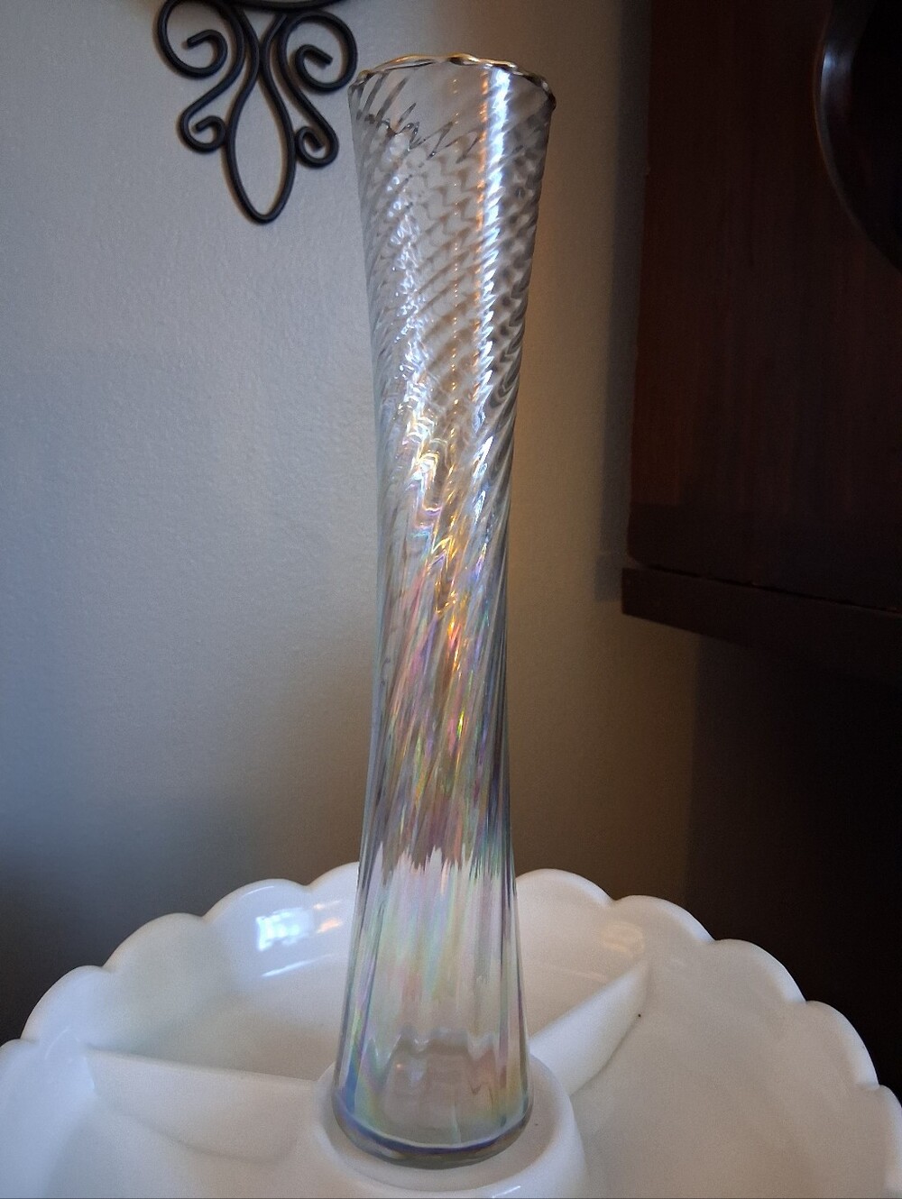 Mid Century Iridescent Bud Vase
